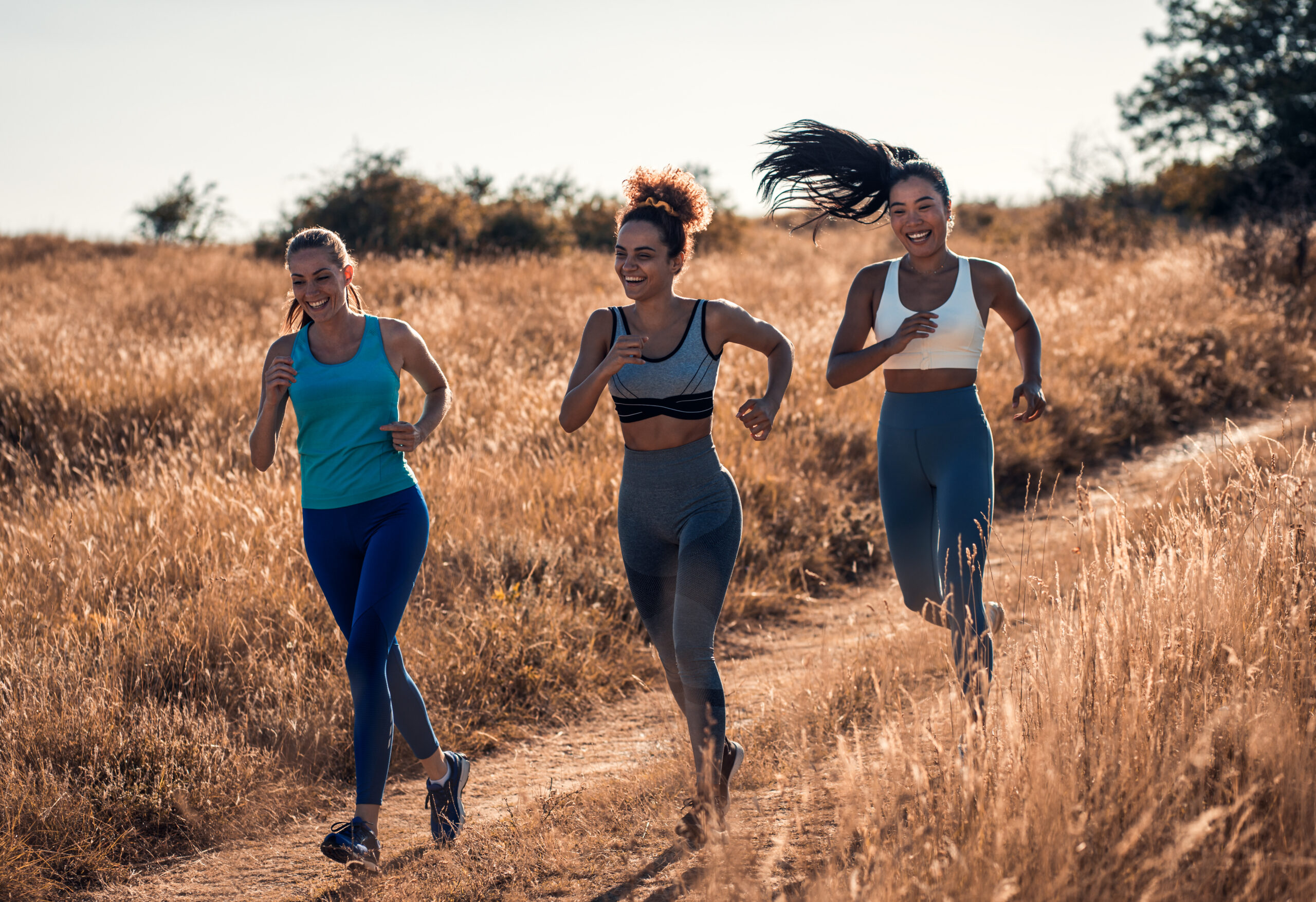 Women running outdoors, representing heart health and the cardiovascular benefits associated with BHRT.