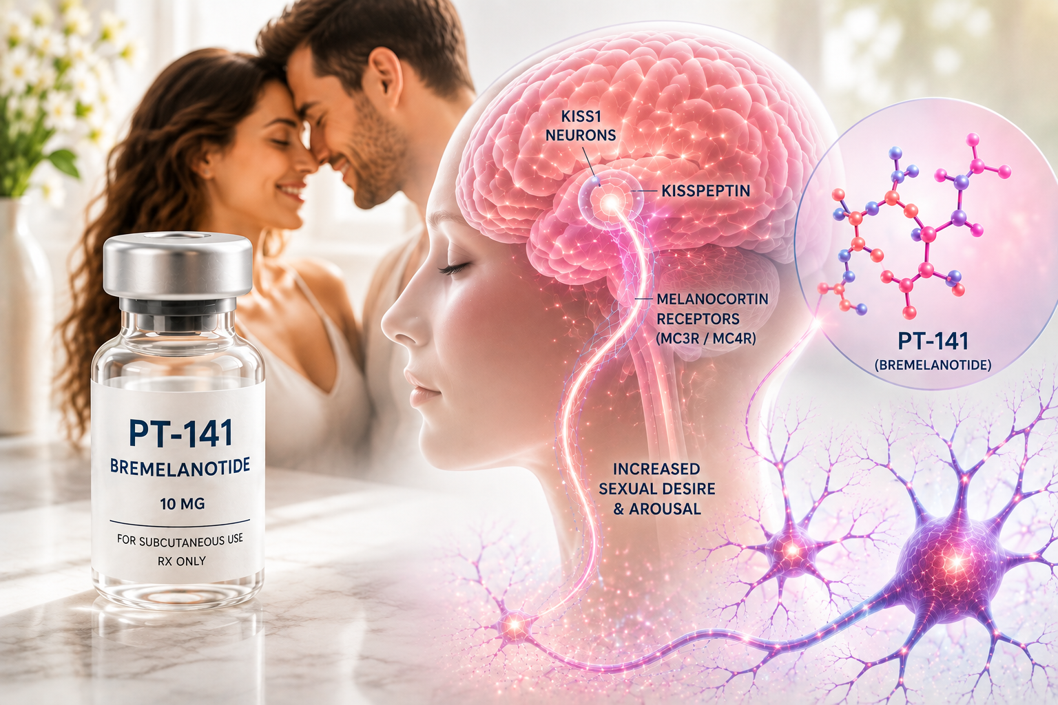 PT-141 works through brain pathways involved in sexual desire and arousal.